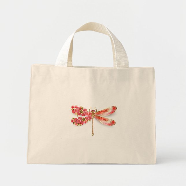 Blume Dragonfly mit Schmucksakura Mini Stoffbeutel (Vorne)