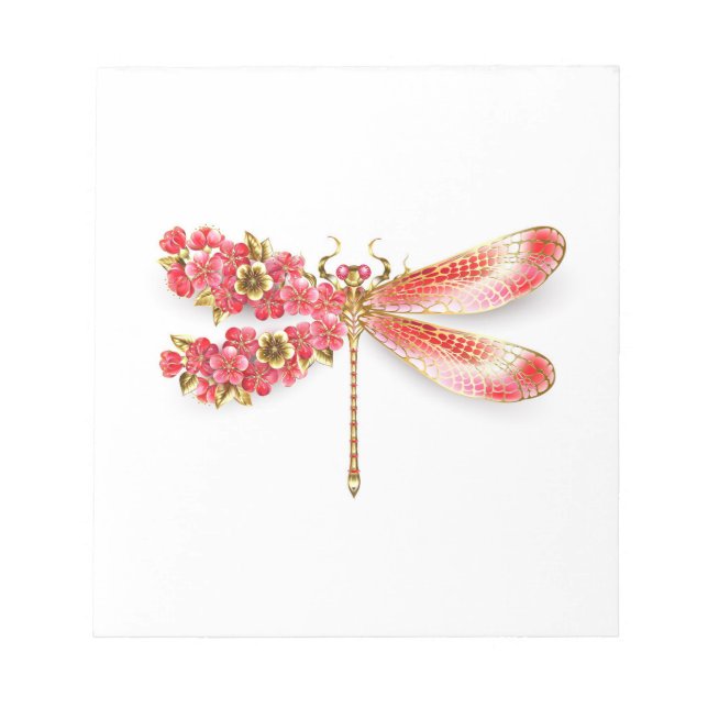 Blume Dragonfly mit Schmucksakura Notizblock (Vorderseite)