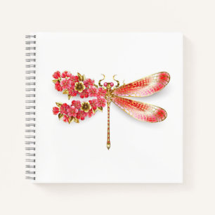 Blume Dragonfly mit Schmucksakura Notizbuch