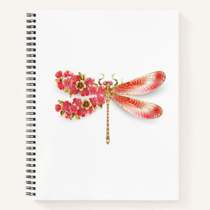 Blume Dragonfly mit Schmucksakura Notizbuch