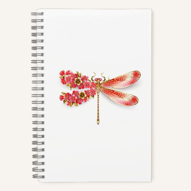 Blume Dragonfly mit Schmucksakura Notizbuch (Vorderseite)
