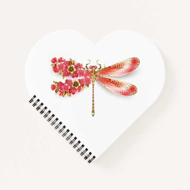 Blume Dragonfly mit Schmucksakura Notizbuch (Vorderseite)