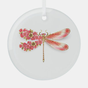 Blume Dragonfly mit Schmucksakura Ornament Aus Glas