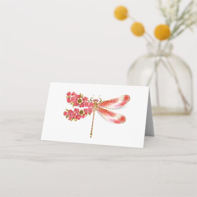 Blume Dragonfly mit Schmucksakura Platzkarte (Vorderseite)