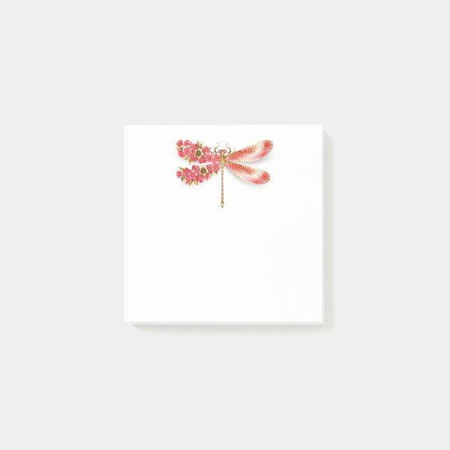 Blume Dragonfly mit Schmucksakura Post-it Klebezettel (Vorderseite)