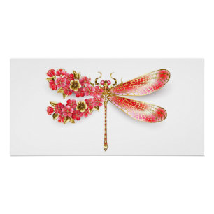 Blume Dragonfly mit Schmucksakura Poster
