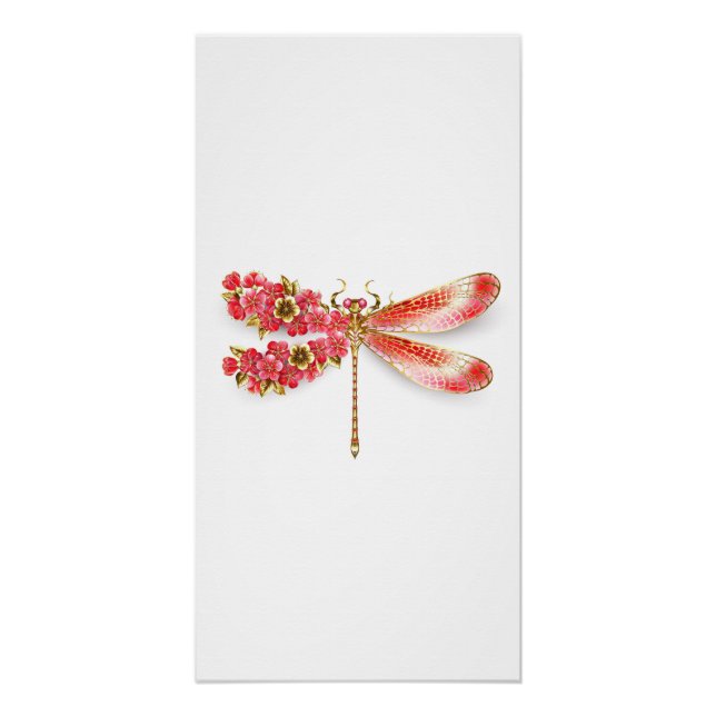 Blume Dragonfly mit Schmucksakura Poster (Vorderseite)