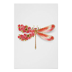 Blume Dragonfly mit Schmucksakura Poster