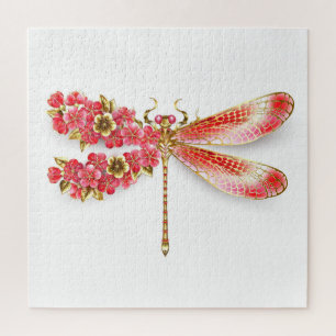 Blume Dragonfly mit Schmucksakura Puzzle