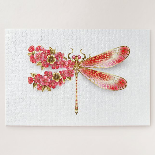 Blume Dragonfly mit Schmucksakura Puzzle (Horizontal)