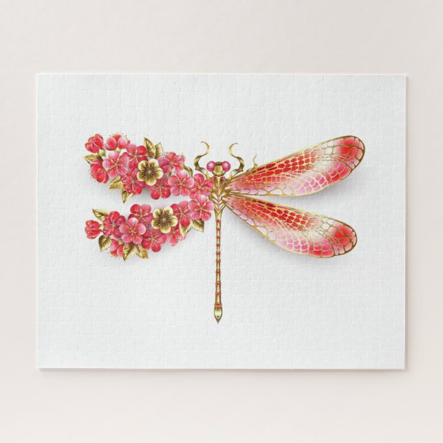 Blume Dragonfly mit Schmucksakura Puzzle (Horizontal)