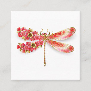 Blume Dragonfly mit Schmucksakura Quadratische Visitenkarte