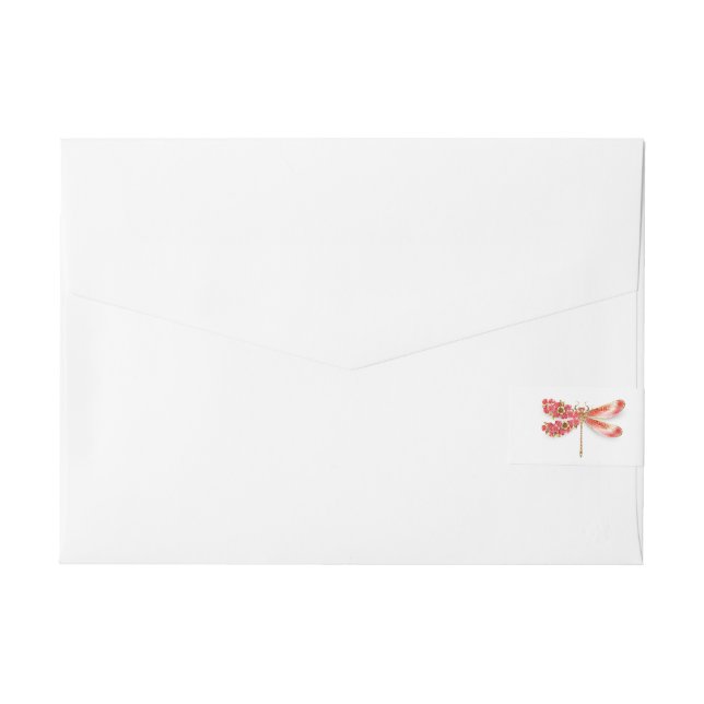 Blume Dragonfly mit Schmucksakura Rundum-Adressaufkleber (Rückseite)