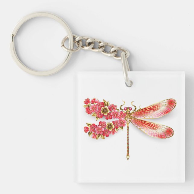 Blume Dragonfly mit Schmucksakura Schlüsselanhänger (Vorderseite)