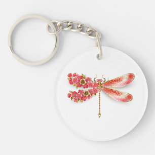 Blume Dragonfly mit Schmucksakura Schlüsselanhänger