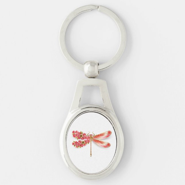 Blume Dragonfly mit Schmucksakura Schlüsselanhänger (Vorderseite)