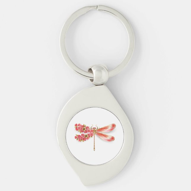Blume Dragonfly mit Schmucksakura Schlüsselanhänger (Vorderseite)