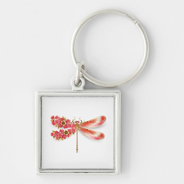 Blume Dragonfly mit Schmucksakura Schlüsselanhänger (Vorne)