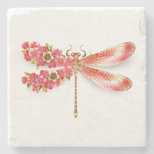 Blume Dragonfly mit Schmucksakura Steinuntersetzer
