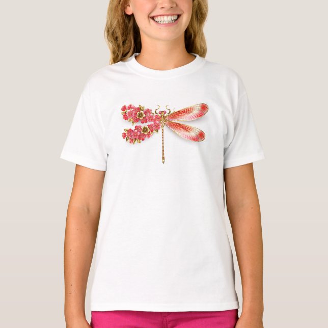 Blume Dragonfly mit Schmucksakura T-Shirt (Vorderseite)