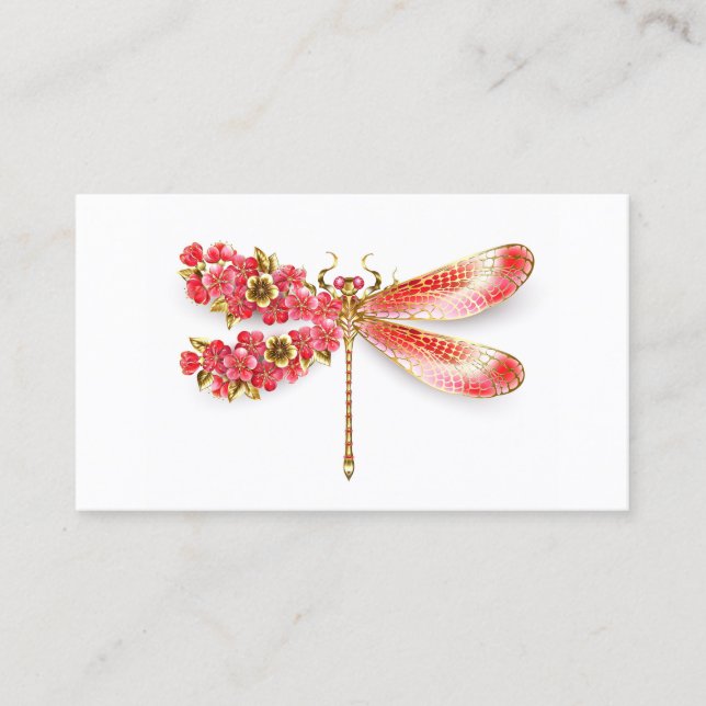 Blume Dragonfly mit Schmucksakura Telefonnummerkarte (Vorderseite)