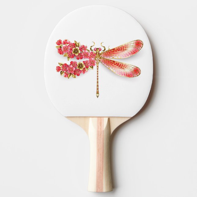Blume Dragonfly mit Schmucksakura Tischtennis Schläger (Vorderseite)