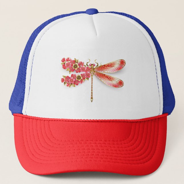 Blume Dragonfly mit Schmucksakura Truckerkappe (Vorderseite)
