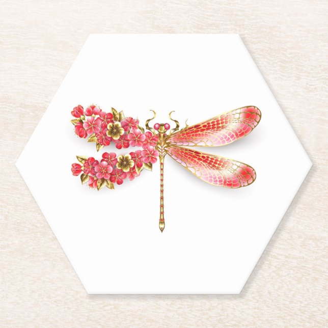 Blume Dragonfly mit Schmucksakura Untersetzer (Vorderseite)