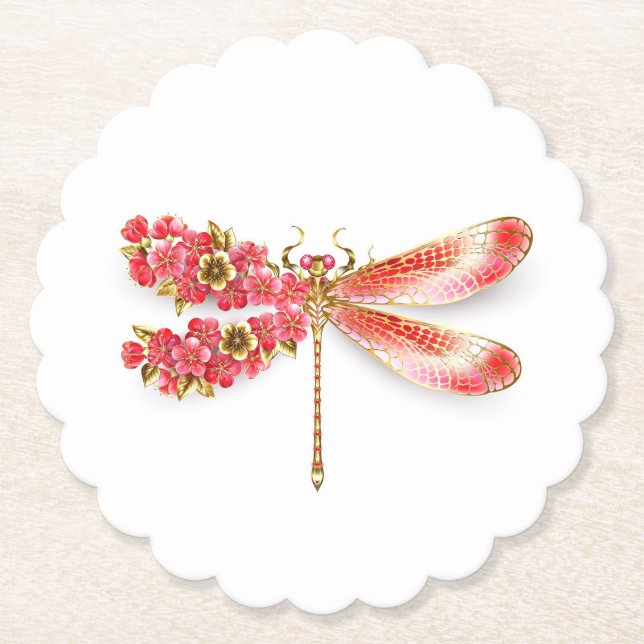 Blume Dragonfly mit Schmucksakura Untersetzer (Vorderseite)