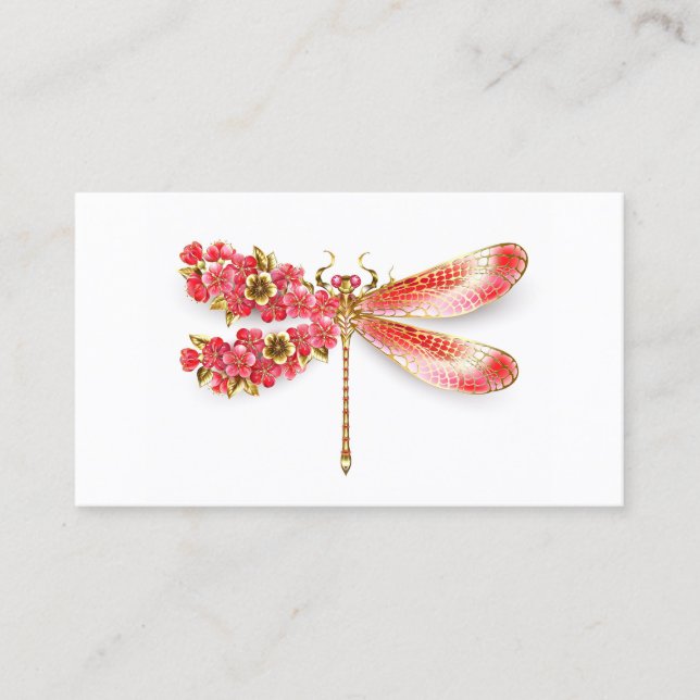 Blume Dragonfly mit Schmucksakura Visitenkarte (Vorderseite)
