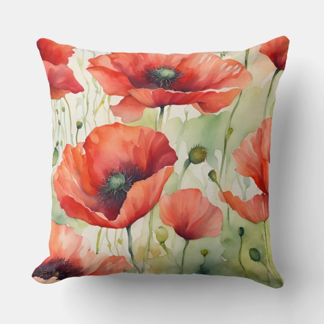 Blume Dream - Mohnmuster Kissen (Vorderseite)