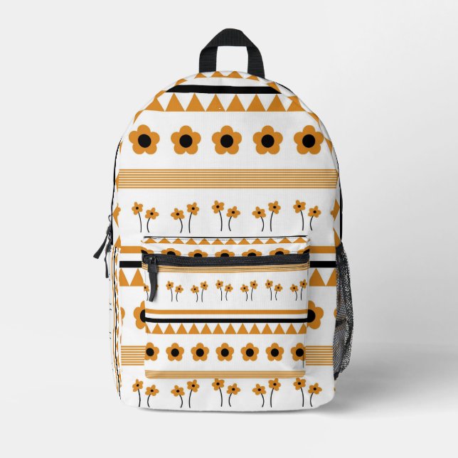 Blume-Dreieck-Muster für Grenzstreifen Bedruckter Rucksack (Vorderseite)