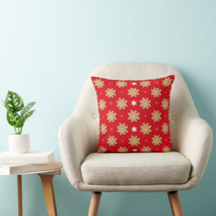 Blume Druck Modernes, rotes Kissen