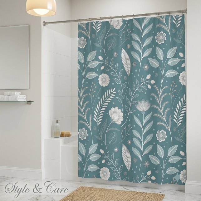 Blume Druckdusche Vorhang Dekoration (Artistic Flower Print Shower Curtain Decor)
