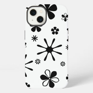Blume Drucken Schwarz-Weiß-Speck iPhone Case 13 Hülle