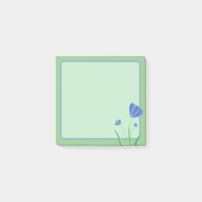 Blume - Einfach blau Post-it Klebezettel (Vorderseite)