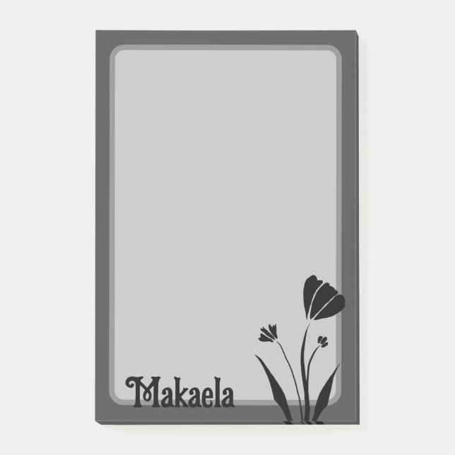 Blume - Einfache Silhouette, Personalisiert Post-it Klebezettel (Vorderseite)
