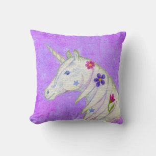 Blume Einhorn auf Lila Kissen