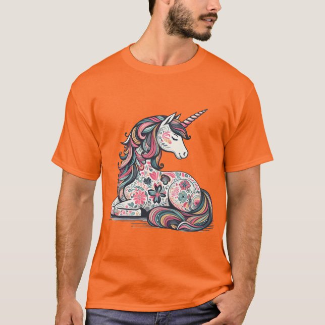 Blume, Einhorn, Einhorn, Blume und Einhorn T-Shirt (Vorderseite)