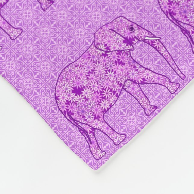 Blume Elefant - Amethyst lila Fleecedecke (Ecke)