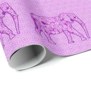 Blume Elefant - Amethyst lila Geschenkpapier
