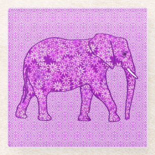 Blume Elefant - Amethyst lila Glasuntersetzer