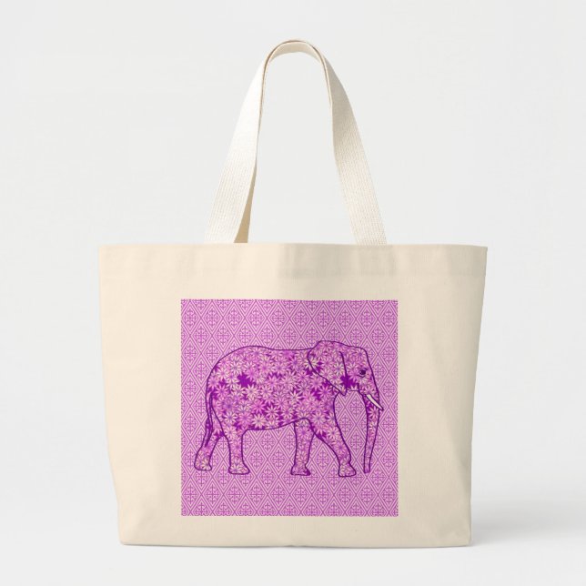 Blume Elefant - Amethyst lila Jumbo Stoffbeutel (Vorne)