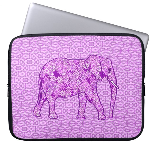 Blume Elefant - Amethyst lila Laptopschutzhülle (Vorderseite)