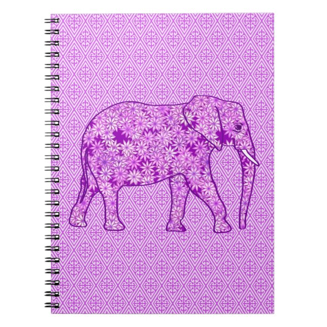 Blume Elefant - Amethyst lila Notizblock (Vorderseite)