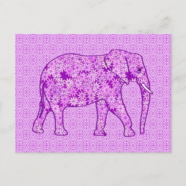 Blume Elefant - Amethyst lila Postkarte (Vorderseite)