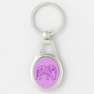 Blume Elefant - Amethyst lila Schlüsselanhänger
