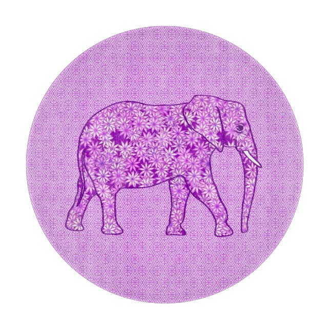Blume Elefant - Amethyst lila Schneidebrett (Vorderseite)