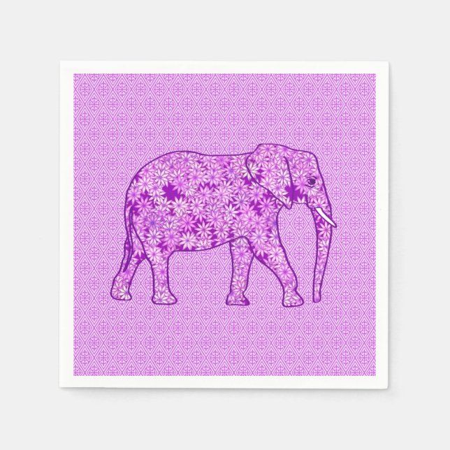 Blume Elefant - Amethyst lila Serviette (Vorderseite)