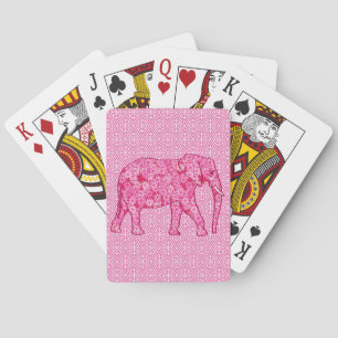 Blume Elefant - Fuchsia pink Spielkarten